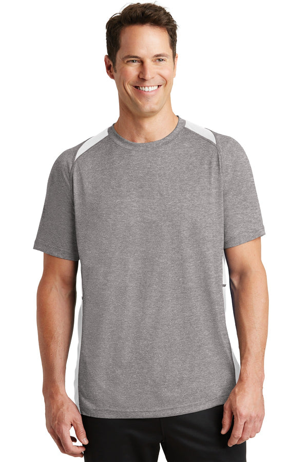 Sport-Tek ®  Heather Colorblock Contender   Tee. ST361 - Vintage Heather/ White