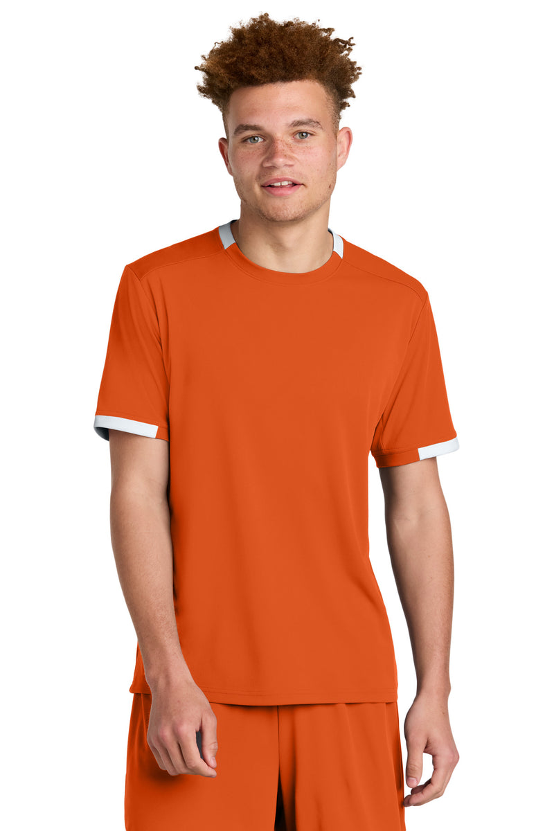 Sport-Tek ®  Club Short Sleeve Crew ST440 - Deep Orange/ White