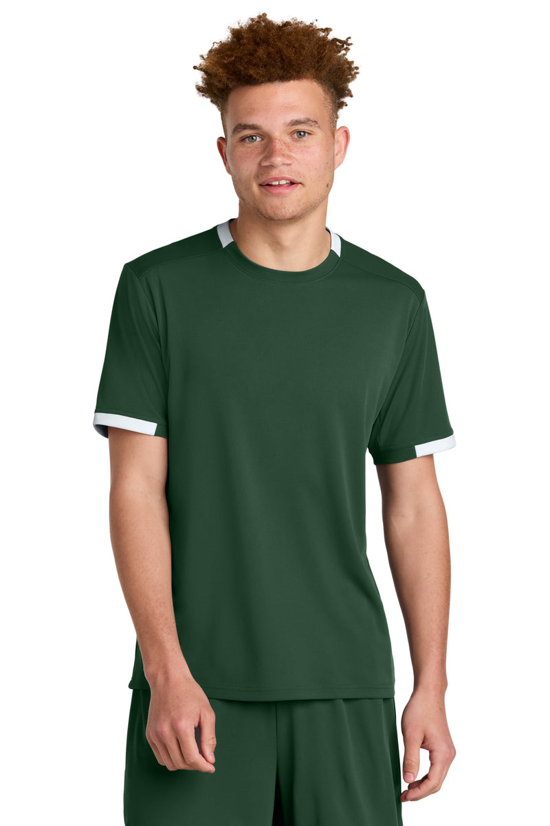 Sport-Tek ®  Club Short Sleeve Crew ST440 - Forest Green/ White