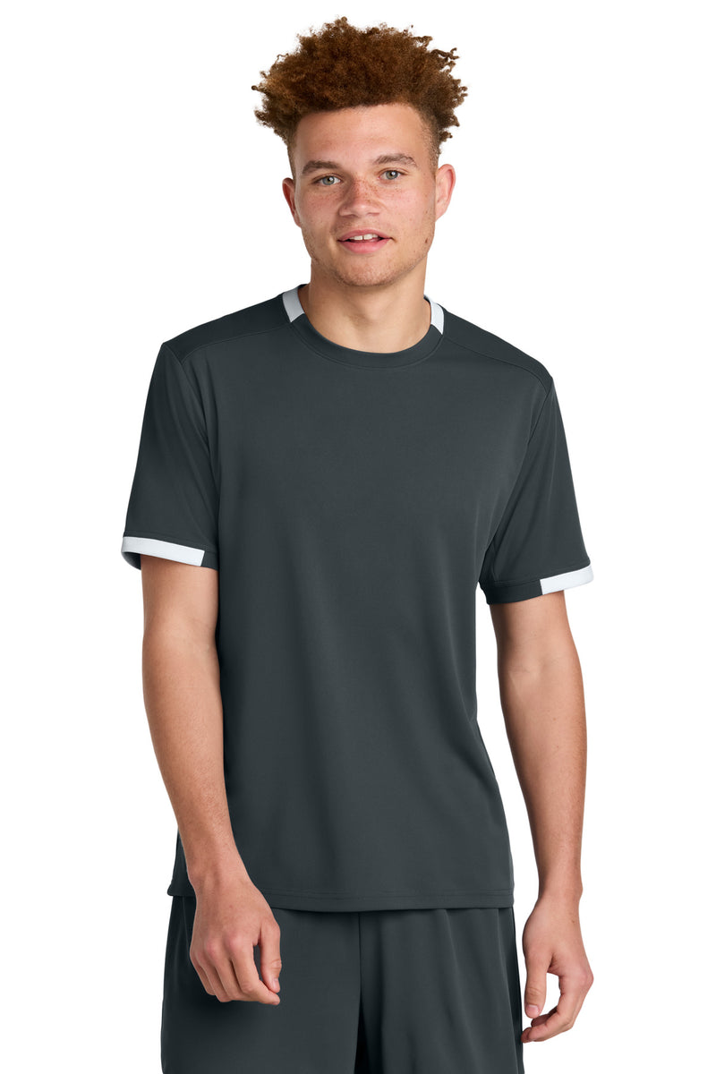 Sport-Tek ®  Club Short Sleeve Crew ST440 - Iron Grey/ White