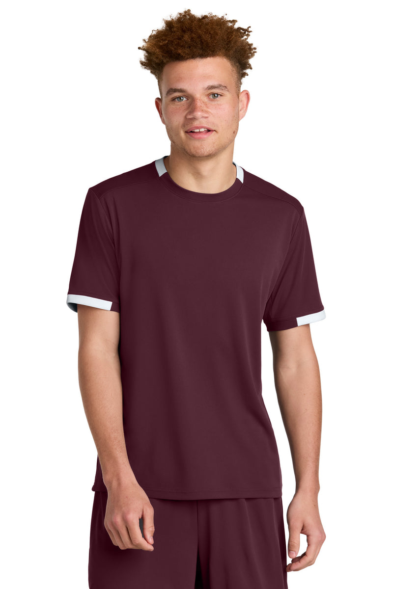 Sport-Tek ®  Club Short Sleeve Crew ST440 - Maroon/ White