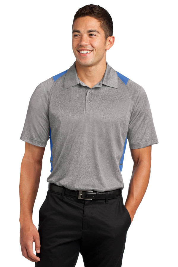 Sport-Tek ®  Heather Colorblock Contender   Polo. ST665 - Vintage Heather/ Carolina Blue