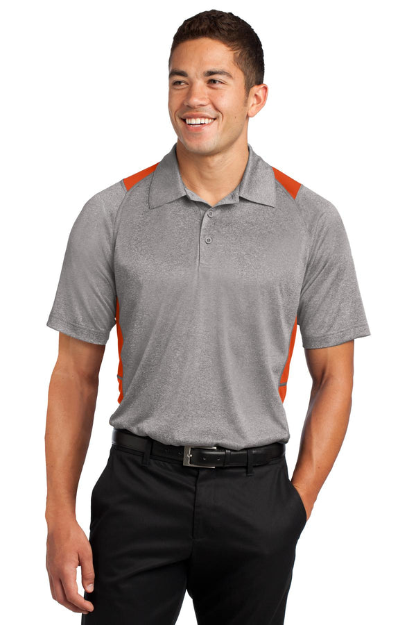 Sport-Tek ®  Heather Colorblock Contender   Polo. ST665 - Vintage Heather/ Deep Orange