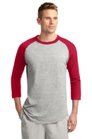 Sport-Tek ®  Colorblock Raglan Jersey.  T200 - Heather Grey/ Red