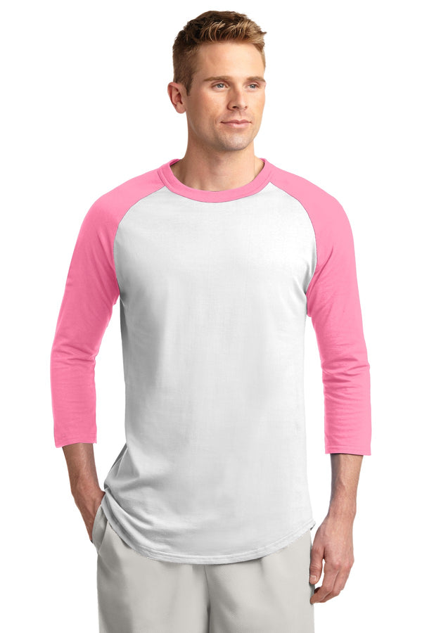 Sport-Tek ®  Colorblock Raglan Jersey.  T200 - White/ Bright Pink