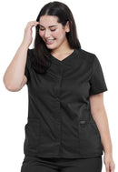 Cherokee Snap Front V-Neck Top. Item WW622 in CK WW REVOLUTION Collection. Live Chat for Bulk Discounts.