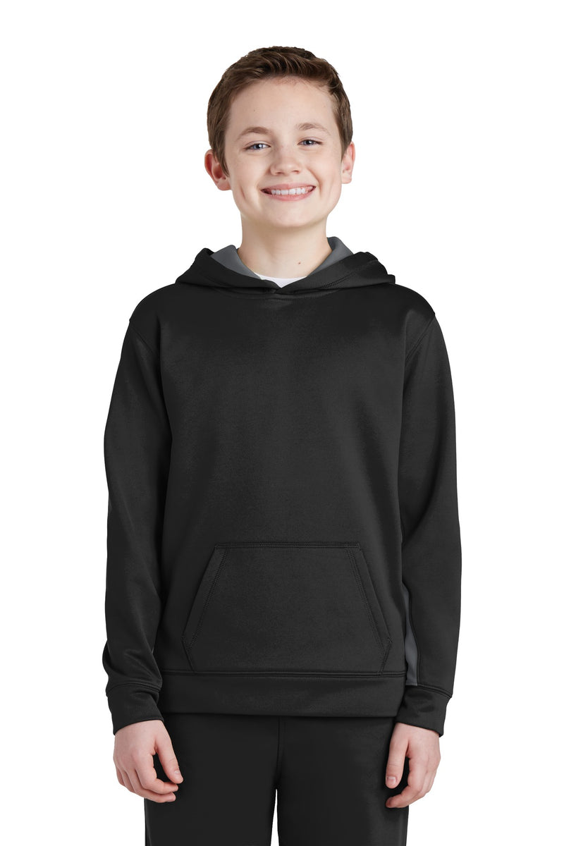 Sport-Tek ®  Youth Sport-Wick ®  Fleece Colorblock Hooded Pullover.  YST235