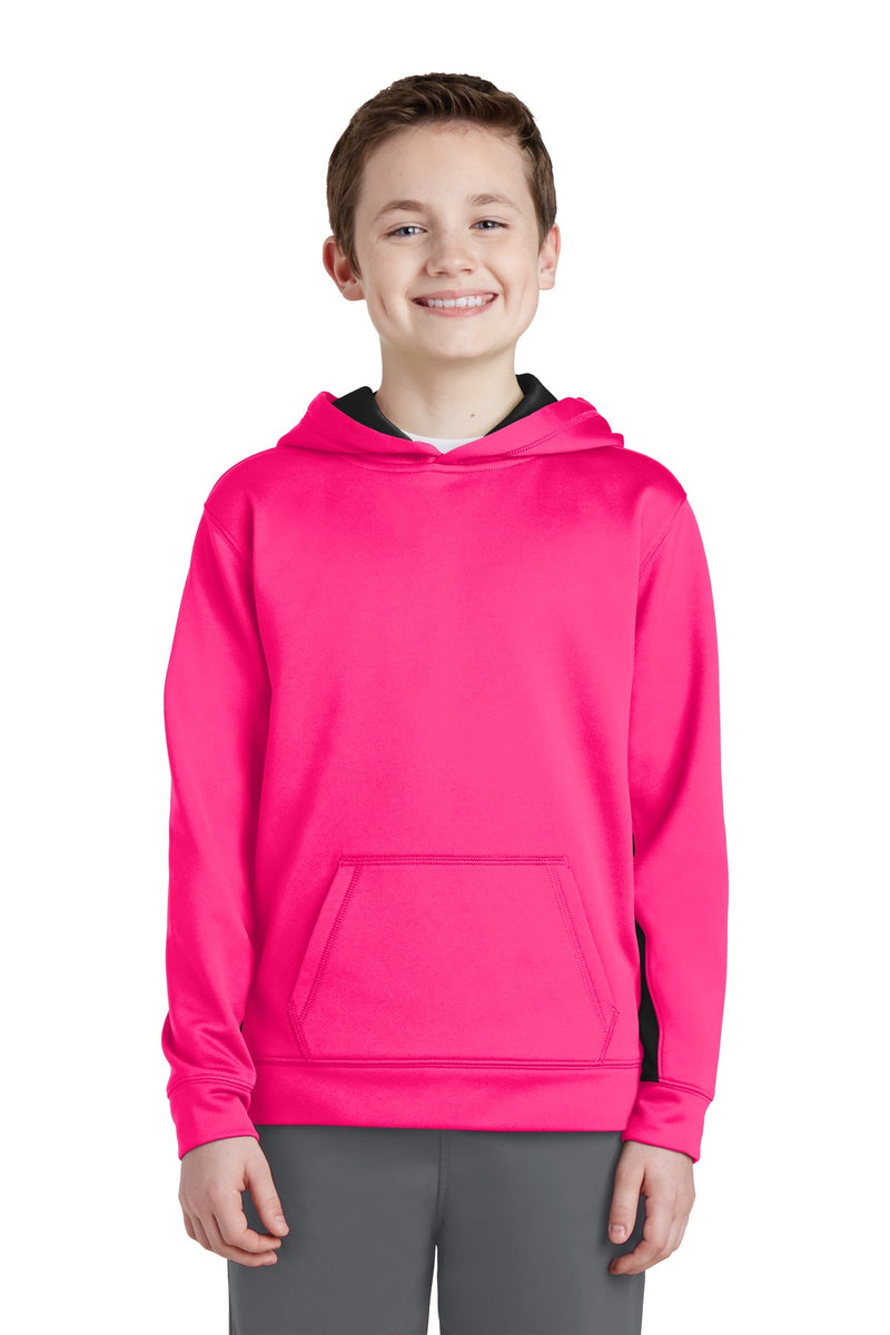 Sport-Tek ®  Youth Sport-Wick ®  Fleece Colorblock Hooded Pullover.  YST235