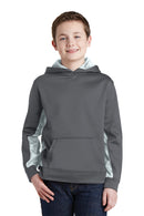 Sport-Tek ®  Youth Sport-Wick ®  CamoHex Fleece Colorblock Hooded Pullover.  YST239