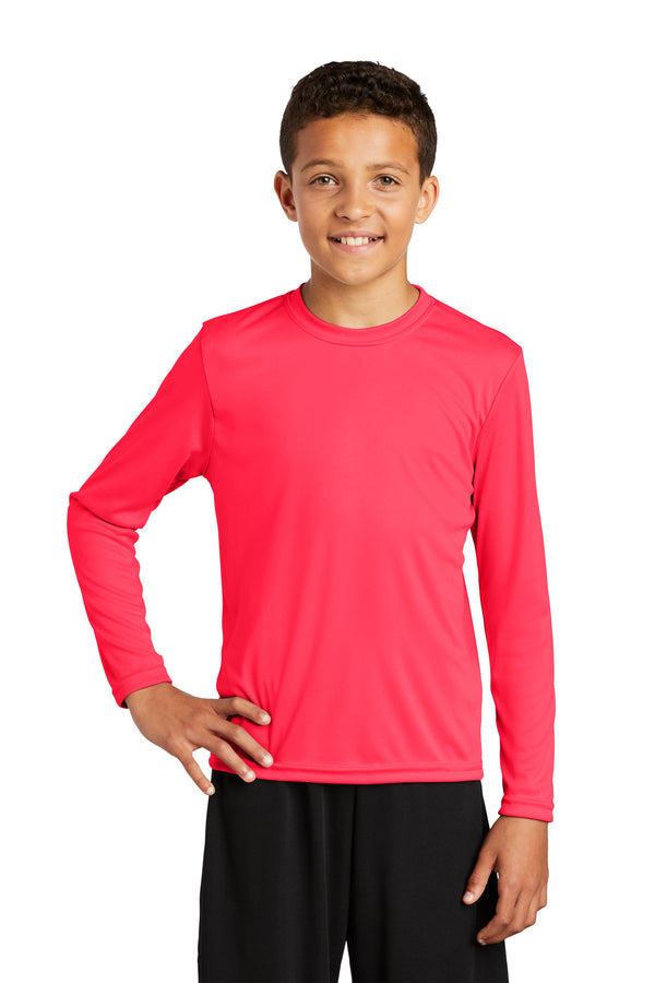 Sport-Tek ®  Youth Long Sleeve PosiCharge ®  Competitor Tee. YST350LS - Hot Coral
