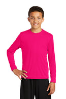 Sport-Tek ®  Youth Long Sleeve PosiCharge ®  Competitor Tee. YST350LS - Pink Raspberry