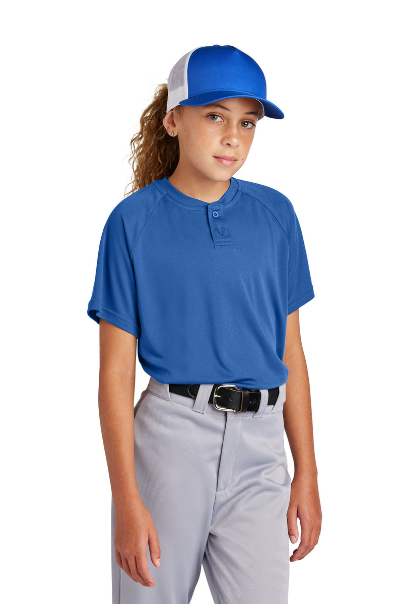 Sport-Tek ®  Youth PosiCharge ®  Competitor   2-Button Henley YST359