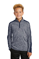 Sport-Tek  ®  Youth PosiCharge  ®  Electric Heather Colorblock 1/4-Zip Pullover. YST397