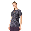Women's Notch Neck Print Scrub Top. Live Chat for Bulk Discounts