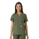 Women's Notch Neck Tunic Knit Panel Scrub Top. Live Chat for Bulk Discounts