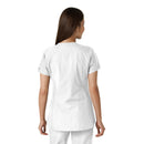 Women's Notch Neck Tunic Knit Panel Scrub Top. Live Chat for Bulk Discounts