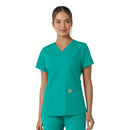Women's V-Neck Knit Panel Scrub Top. Live Chat for Bulk Discounts
