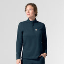 Knit Women's Long Sleeve Quarter Zip Scrub Top. Live Chat for Bulk Discounts