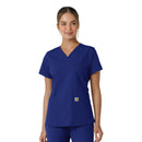 Women's V-Neck Knit Panel Scrub Top. Live Chat for Bulk Discounts
