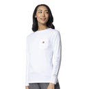 Women's Crew Neck Long Sleeve Pocket Tee. Live Chat for Bulk Discounts