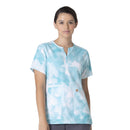 Women's Notch Neck Print Scrub Top. Live Chat for Bulk Discounts