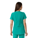 Women's Notch Neck Tunic Knit Panel Scrub Top. Live Chat for Bulk Discounts