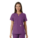 Women's Notch Neck Tunic Knit Panel Scrub Top. Live Chat for Bulk Discounts