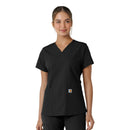 Women's V-Neck Knit Panel Scrub Top. Live Chat for Bulk Discounts