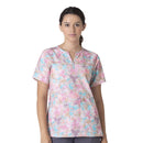 Women's Notch Neck Print Scrub Top. Live Chat for Bulk Discounts