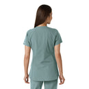 Women's Notch Neck Tunic Knit Panel Scrub Top. Live Chat for Bulk Discounts