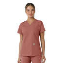 Women's V-Neck Knit Panel Scrub Top. Live Chat for Bulk Discounts