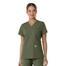 Women's V-Neck Knit Panel Scrub Top. Live Chat for Bulk Discounts