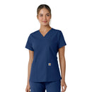 Women's V-Neck Knit Panel Scrub Top. Live Chat for Bulk Discounts