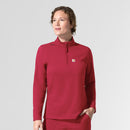 Knit Women's Long Sleeve Quarter Zip Scrub Top. Live Chat for Bulk Discounts