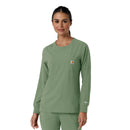 Women's Crew Neck Long Sleeve Scrub Top. Live Chat for Bulk Discounts
