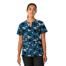 Women's Notch Neck Print Scrub Top. Live Chat for Bulk Discounts