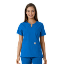 Women's Notch Neck Tunic Knit Panel Scrub Top. Live Chat for Bulk Discounts