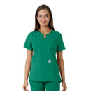 Women's Notch Neck Tunic Knit Panel Scrub Top. Live Chat for Bulk Discounts