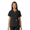Women's Notch Neck Tunic Knit Panel Scrub Top. Live Chat for Bulk Discounts