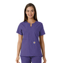 Women's Notch Neck Tunic Knit Panel Scrub Top. Live Chat for Bulk Discounts