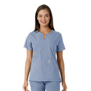 Women's Notch Neck Tunic Knit Panel Scrub Top. Live Chat for Bulk Discounts