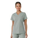 Women's V-Neck Knit Panel Scrub Top. Live Chat for Bulk Discounts