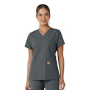 Women's V-Neck Knit Panel Scrub Top. Live Chat for Bulk Discounts