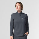 Knit Women's Long Sleeve Quarter Zip Scrub Top. Live Chat for Bulk Discounts