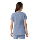 Women's Notch Neck Tunic Knit Panel Scrub Top. Live Chat for Bulk Discounts