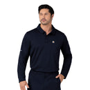 Men's Heavyweight Long Sleeve Polo Scrub Top. Live Chat for Bulk Discounts