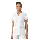 Women's V-Neck Knit Panel Scrub Top. Live Chat for Bulk Discounts