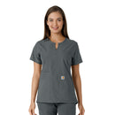 Women's Notch Neck Tunic Knit Panel Scrub Top. Live Chat for Bulk Discounts
