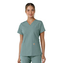 Women's V-Neck Knit Panel Scrub Top. Live Chat for Bulk Discounts