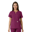 Women's Notch Neck Tunic Knit Panel Scrub Top. Live Chat for Bulk Discounts